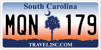SC license plate MQN179