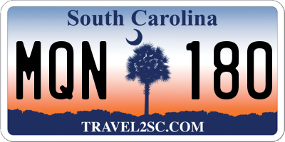 SC license plate MQN180