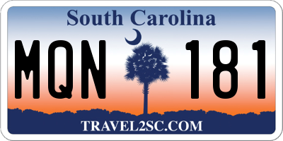 SC license plate MQN181