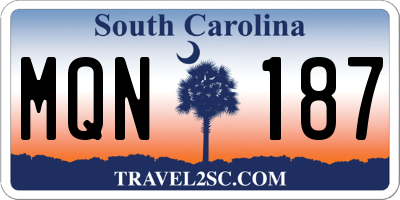 SC license plate MQN187