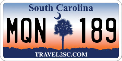 SC license plate MQN189