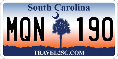 SC license plate MQN190