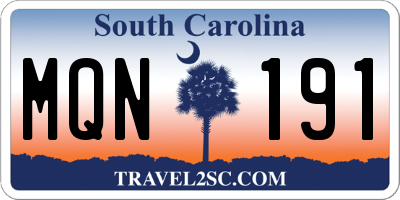 SC license plate MQN191