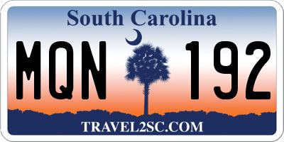 SC license plate MQN192
