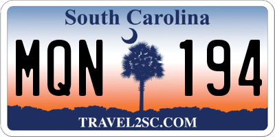 SC license plate MQN194