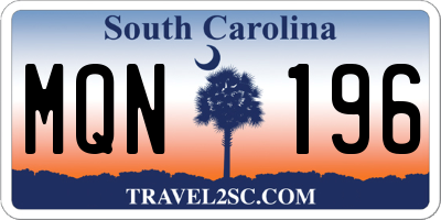 SC license plate MQN196