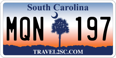 SC license plate MQN197