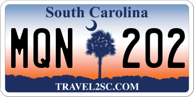 SC license plate MQN202