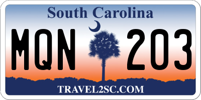 SC license plate MQN203