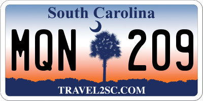 SC license plate MQN209