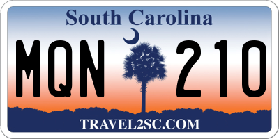 SC license plate MQN210