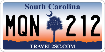 SC license plate MQN212
