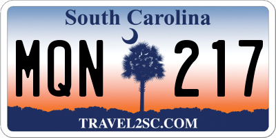 SC license plate MQN217