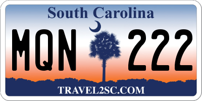SC license plate MQN222