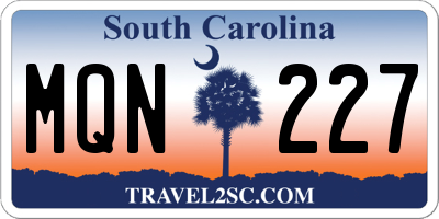 SC license plate MQN227