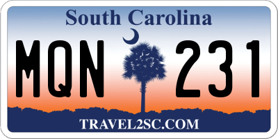 SC license plate MQN231