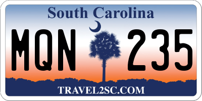 SC license plate MQN235
