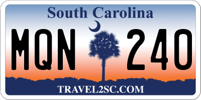 SC license plate MQN240