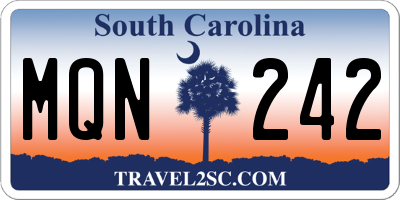 SC license plate MQN242