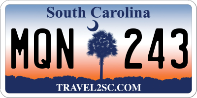 SC license plate MQN243