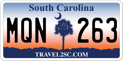 SC license plate MQN263