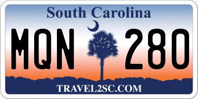 SC license plate MQN280
