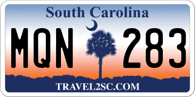 SC license plate MQN283