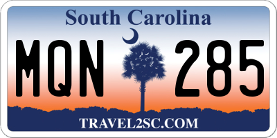 SC license plate MQN285
