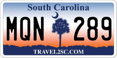SC license plate MQN289