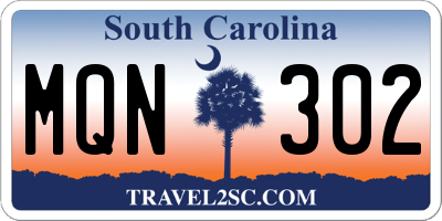 SC license plate MQN302