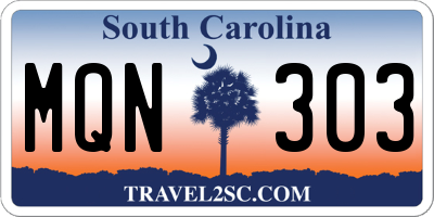 SC license plate MQN303