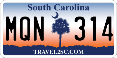 SC license plate MQN314