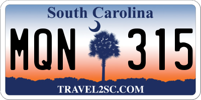 SC license plate MQN315