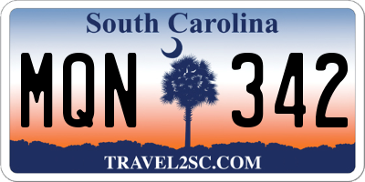 SC license plate MQN342