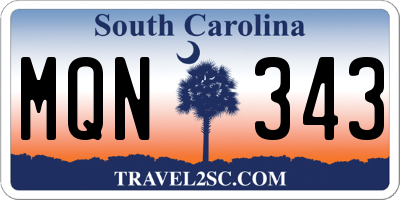 SC license plate MQN343