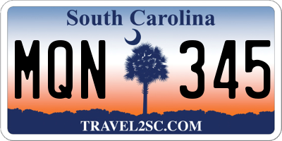 SC license plate MQN345