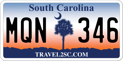 SC license plate MQN346