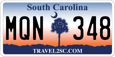 SC license plate MQN348