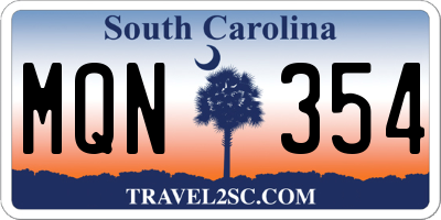 SC license plate MQN354