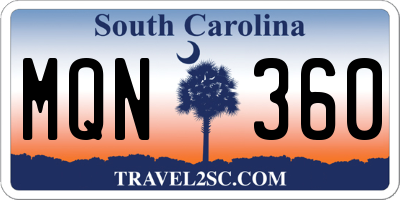 SC license plate MQN360