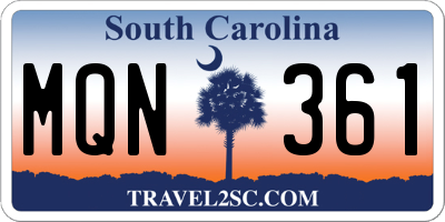 SC license plate MQN361