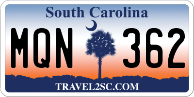 SC license plate MQN362