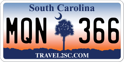 SC license plate MQN366