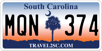 SC license plate MQN374