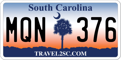 SC license plate MQN376
