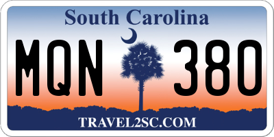 SC license plate MQN380