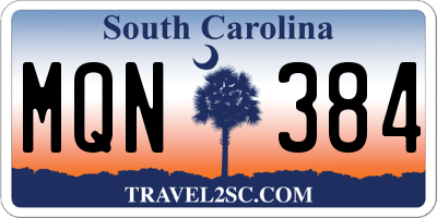 SC license plate MQN384