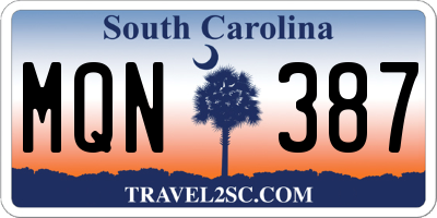 SC license plate MQN387