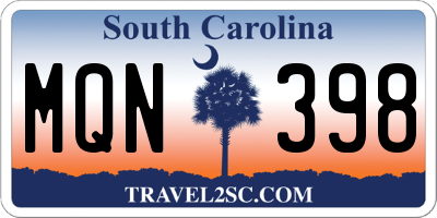 SC license plate MQN398
