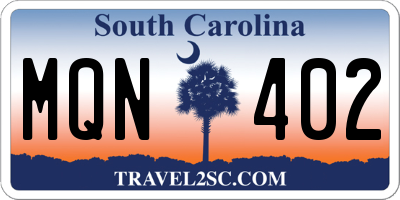 SC license plate MQN402
